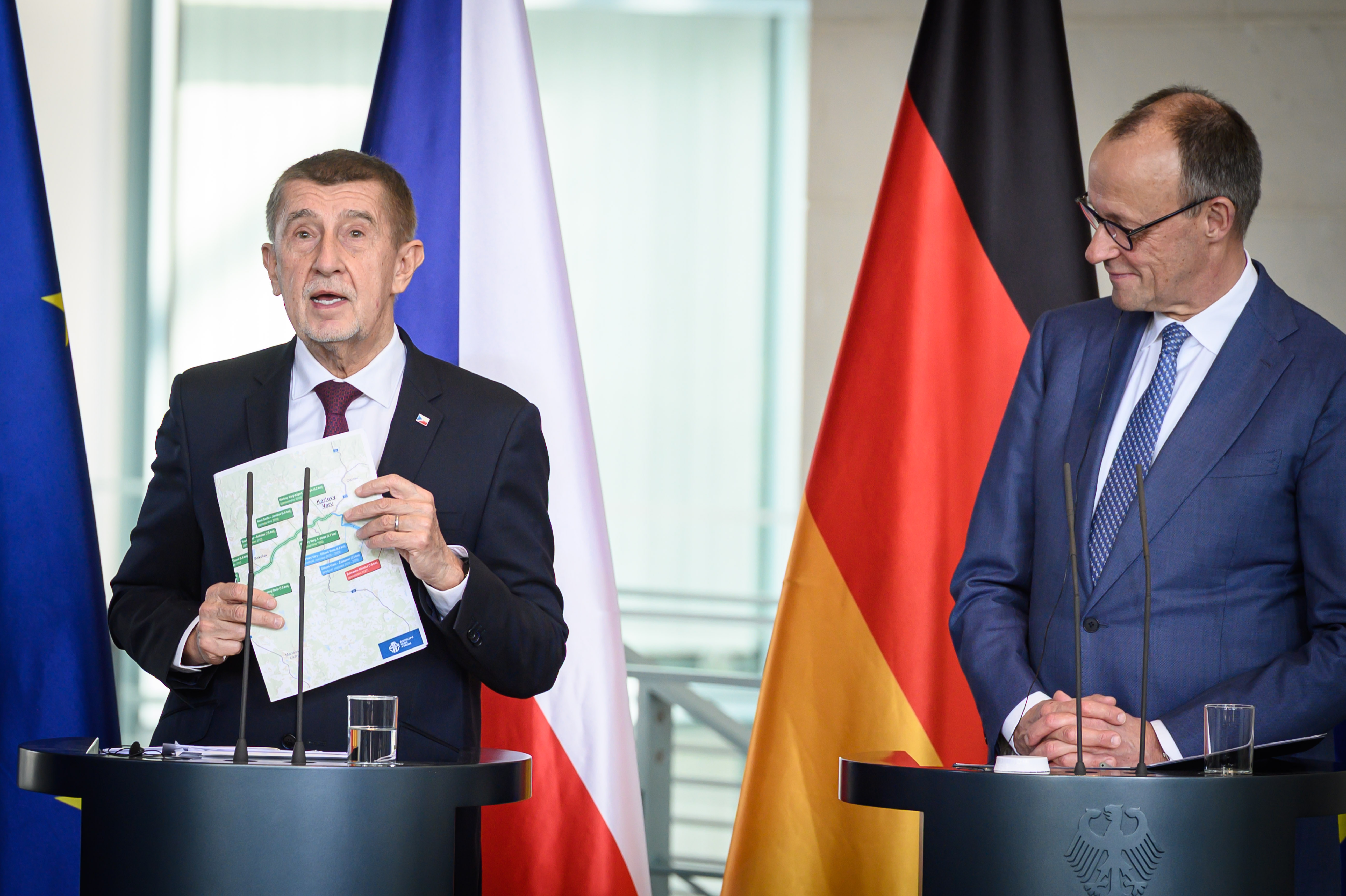 Berlin, Pressekonferenz Friedrich Merz und Andrej Babiš