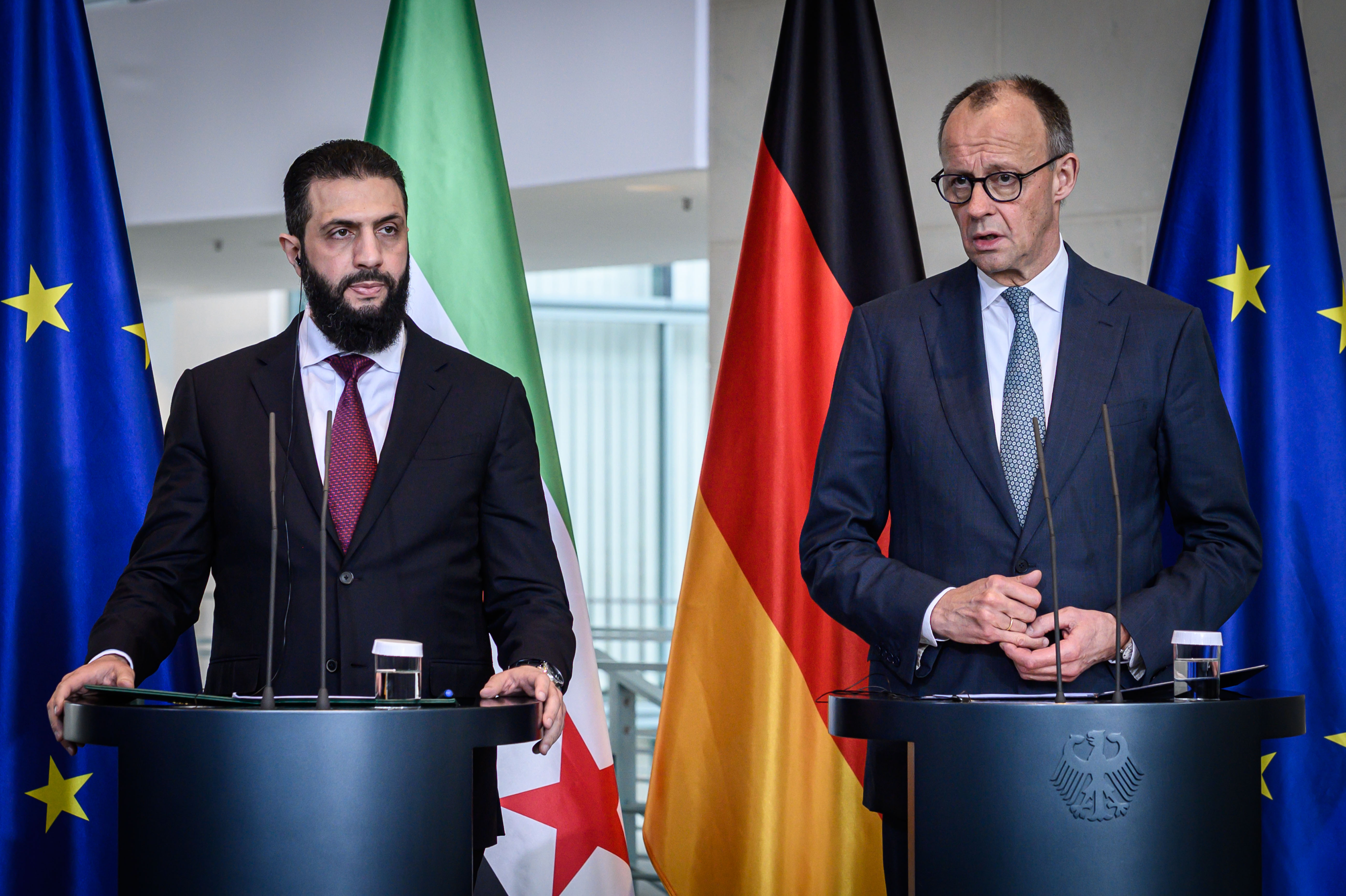 Berlin, Friedrich Merz trifft Ahmed al-Scharaa